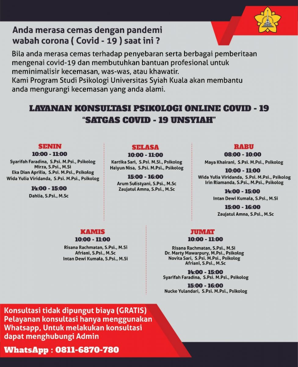 Unsyiah Beri Layanan Psikologi Online Masa Pandemi Covid-19