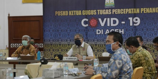 Plt Gubernur Aceh Ikut Rakornas Covid-19 Melalui Video Conference
