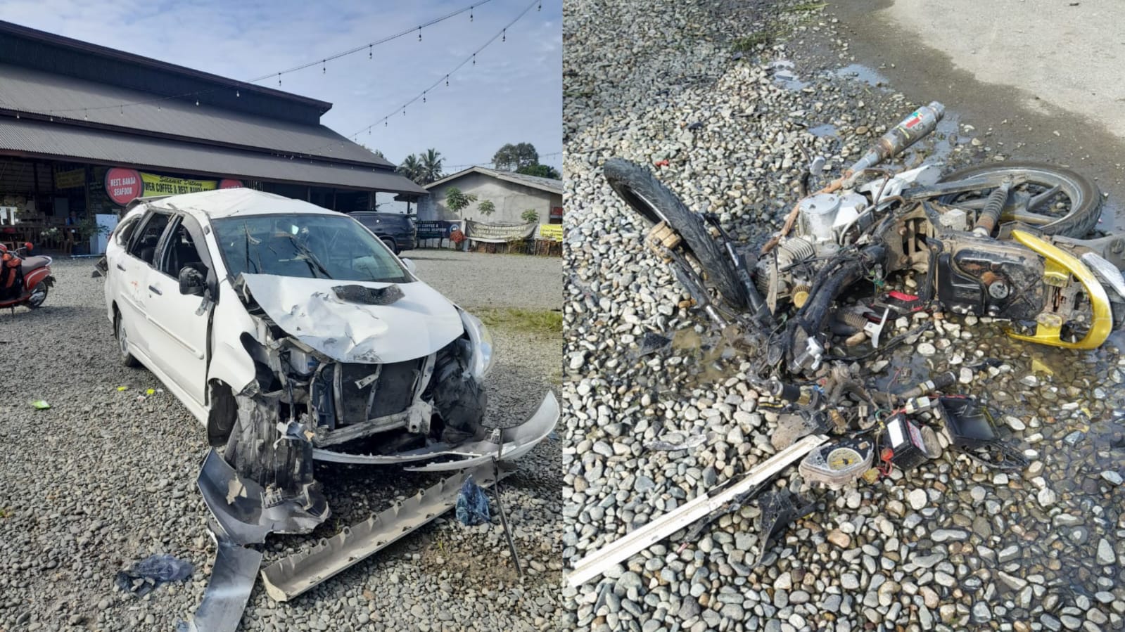 Kecelakaan lalu lintas antara mobil penumpang jenis Toyota Avanza BL 819 JJ dengan dua sepeda motor di Saree, Aceh Besar, Kamis pagi (3/11) menyebabkan tiga orang meninggal dunia dan empat lainnya luka-luka.