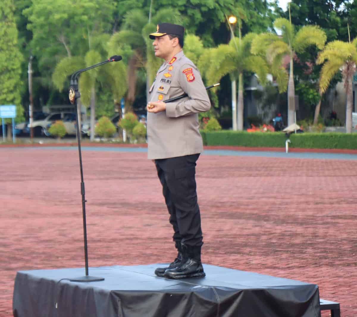 Arahan Kapolda Aceh Irjen Pol Ahmad Haydar pada apel pagi di Mapolda Aceh, Senin (5/6)