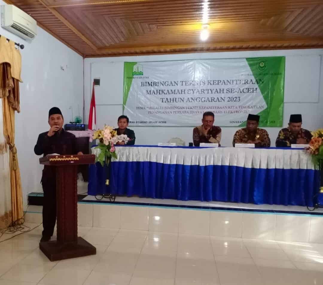Kepala Bidang Bina Hukum dan HAM Syariat Islam Aceh Husni MAg pada Bimbingan Teknis Kepaniteraan di Sinabang