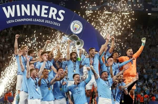 Manchester City berhasip menjadi juara Liga Champions 2022/2023 seusai menang 1-0 pada final kontra Inter Milan di Stadion Olimpiade Ataturk, Istanbul, Turki, Ahad (11/6) dini hari WIB