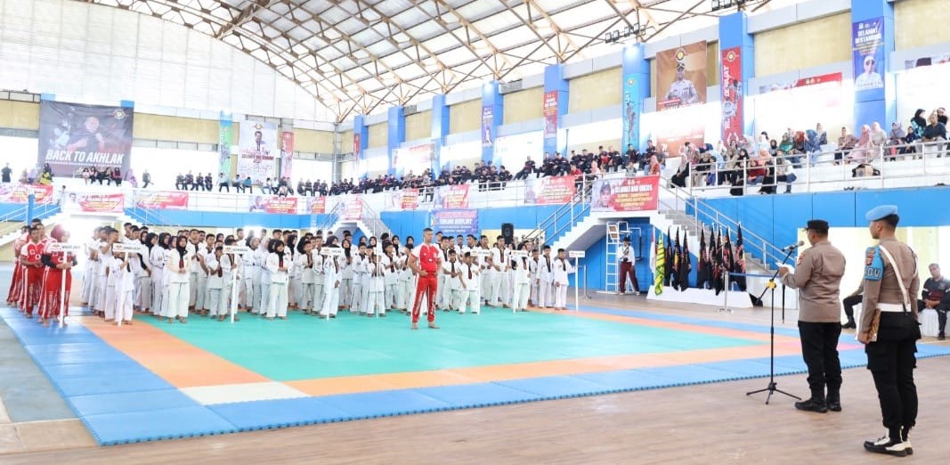 Pembukaan Kejuaraan Tarung Derajat Aceh Wilayah I Piala Kapolres Aceh Besar Tahun 2023 di Gedung Jantho Sport City (JSC), Jum'at (23/6)