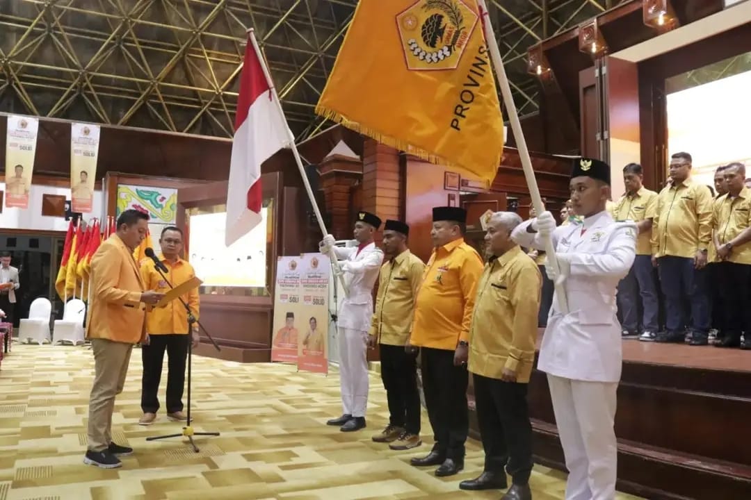 Pelantikan Pengurus DPD MKGR Provinsi Aceh periode 2021-2026 di Anjong Mon Mata Banda Aceh, Ahad malam (25/6)