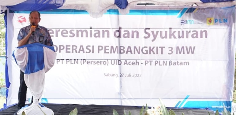 PLN UID Aceh bersama PLN Batam melakukan peresmian dan syukuran pengoperasian pembangkit 3 MW pada Rabu (27/7) di Kota Sabang