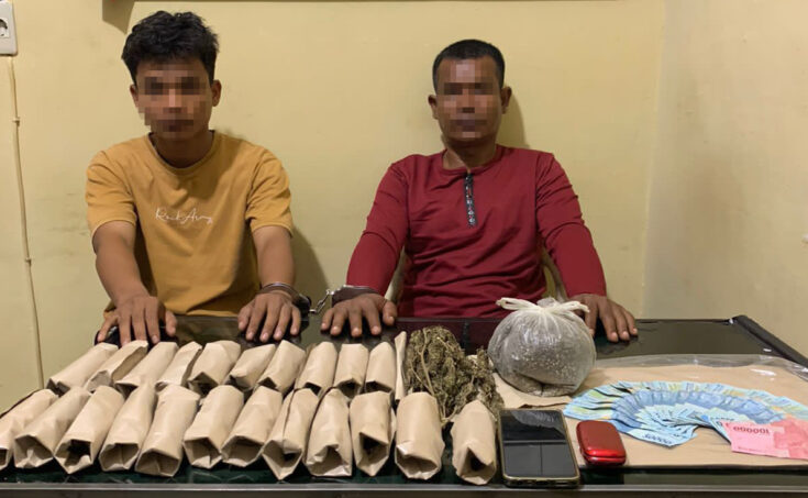 Satresnarkoba Polres Aceh Barat menangkap 2 warga pengedar 23 paket ganja