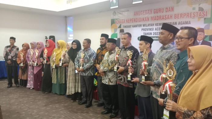 Pemenang Guru dan Tenaga Kependidikan (GTK) Madrasah Berprestasi Tahun 2023 tingkat Provinsi Aceh, diumumkan Jum'at malam (22/9) di Oasis Aceh Hotel, Banda Aceh