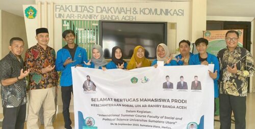 Sebanyak 6 mahasiswa Prodi Kesos FDK UIN Ar-Raniry, Sabtu (2/9/2023) dilepas mengikuti kegiatan International Summer Course Tahun 2023 di Kampus USU Medan