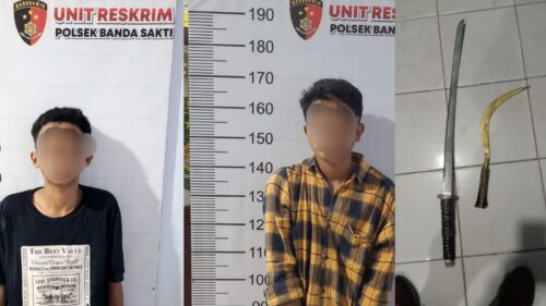 Personel Polsek Banda Sakti kembali mengamankan 2 pelaku begal dari geng Cesper membawa pedang samurai di kawasan Jalan Darussalam, Kecamatan Banda Sakti, Kota Lhokseumawe, Rabu (6/9) pukul 23.54 WIB