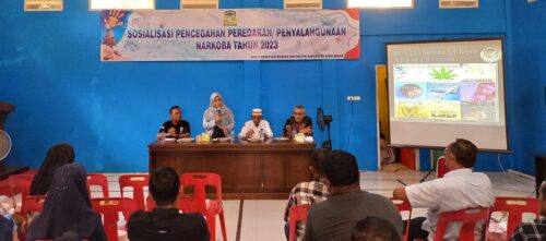 Sosialisasi pencegahan peredaran dan penyalahgunaan Narkoba yang diselenggarakan Badan Kesbangpol Aceh Besar di aula Kantor Camat Blang Bintang, Sabtu, 9 September 2023