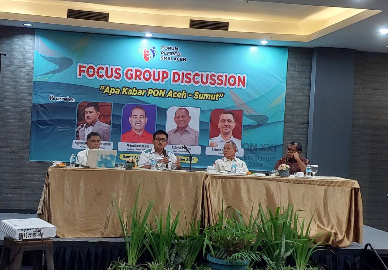 Kegiatan FGD "Apa Kabar PON Aceh-Sumut" yang berlangsung di Hotel Kyriad Muraya Banda Aceh, Kamis, 12 Oktober 2023