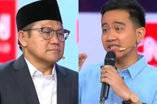 Calon Wakil Presiden nomor urut 2 Gibran Rakabuming Raka dan Cawapres nomor urut 1, Muhaimin Iskandar (Cak Imin) pada di Debat Cawapres 2024, Jum'at malam (22/12)