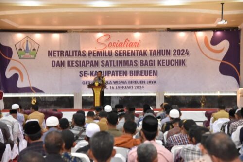 Kapolres Bireuen AKBP Jatmiko mengajak Keuchik menjaga netralitas dan ikut mengawal situasi Kamtibmas tetap kondusif menuju Pemilu 2024
