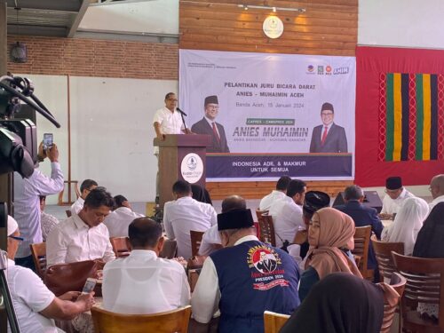 159 Juru Bicara Darat Pasangan Calon Presiden Anies Baswedan dan Calon Wakil Presiden Muhaimin Iskandar (AMIN) dilantik Senin siang (15/1) WIB di Kuala Village Lamdingin, Banda Aceh
