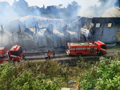 Kandang peternakan ayam permanen dan menyebabkan 6.000 ekor ayam mati terpanggang, di Gampong Lam Aling, Kecamatan Kuta Cot Glie, Aceh Besar, Sabtu pagi (20/1). (Foto: Dok. BPBD Aceh Besar)