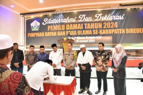 Ulama dan Pimpinan Dayah di Kabupaten Bireuen mendaklarasikan Pemilu Damai 2024