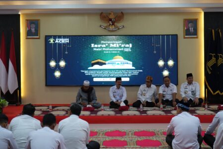 Momentum Isra’ Mi’raj diperingati jajaran Kanwil Kemenkumham Aceh dengan menggelar tausiyah pada Rabu (7/2) pagi di aula Bangsal Garuda