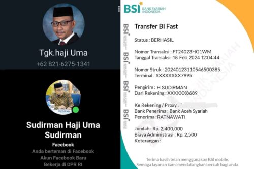 Modus penipuan pengiriman uang catut nama Haji Uma