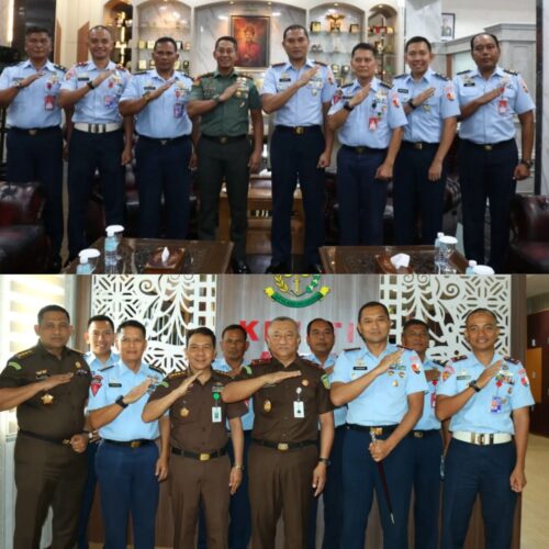 Danlanud SIM Kolonel Pnb Hantarno Edi Sasmoyo saat bersilaturahmi dengan Pangdam IM Mayjen TNI Novi Helmy Prasetya dan Kajati Aceh Joko Purwanto dalam rangka menjalin komunikasi dan koordinasi yang lebih erat, Senin (26/2)
