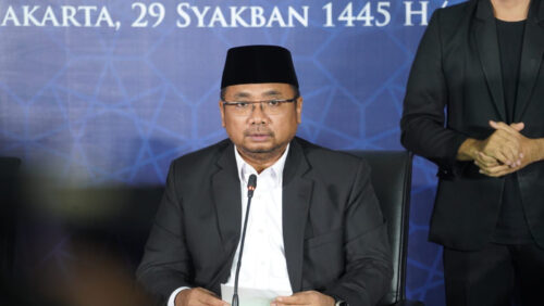Menag Yaqut Cholil Qoumas menyampaikan hasil Sidang Isbat awal Ramadhan 1445 Hijriah