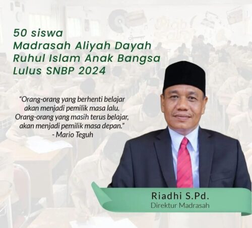 Kepala Madrasah Aliyah Dayah Ruhul Islam Anak Bangsa Riadhi SPd