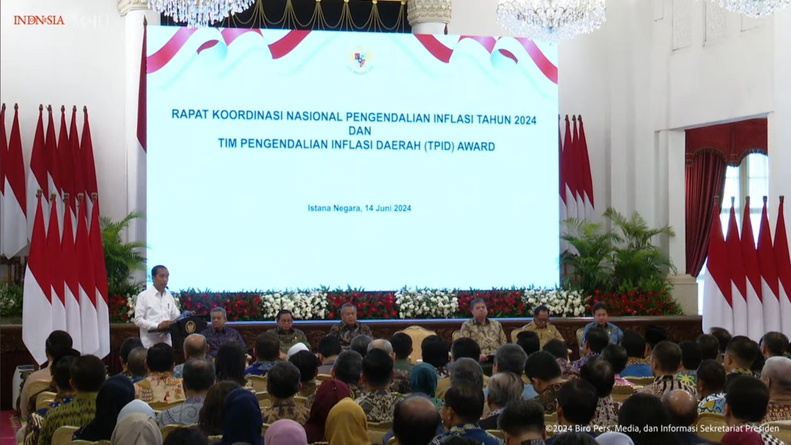 Rakornas Pengendalian Inflasi Tahun 2024 di Istana Negara, Jakarta, Jum'at, 14 Juni 2024. Foto: BPMI Setpres