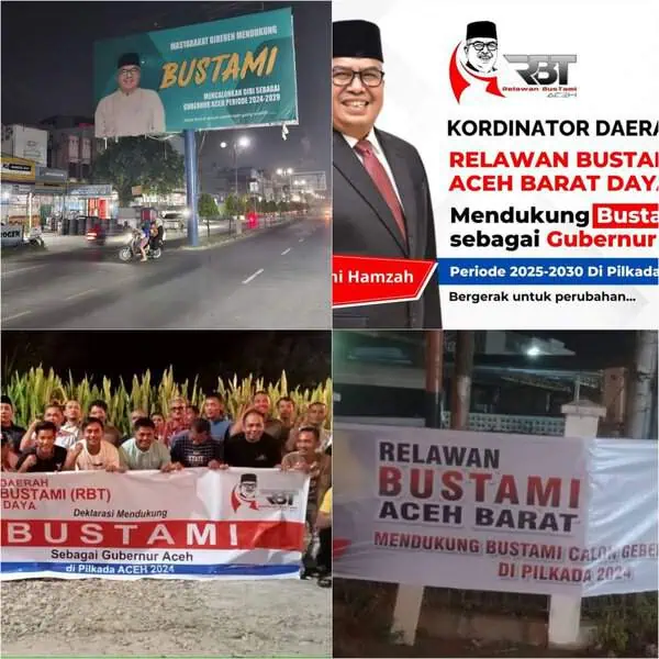 Baliho Bustami Hamzah sebagai calon gubernur Aceh yang makin banyak bermunculan. Foto: Istimewa | INFOACEH.net Baliho Bustami Hamzah sebagai calon gubernur Aceh yang makin banyak bermunculan. Foto: Istimewa