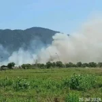 Kebakaran lahan seluas 4 hektar di Gampong Mon Ikeun Kecamatan Lhoknga, Aceh Besar, Jum'at (26/7). (Foto: BPBD Aceh Besar)