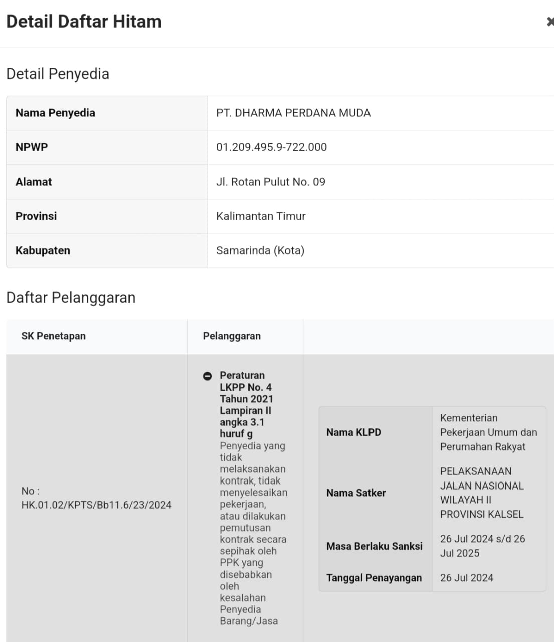 IMG-20240729-WA0048 | INFOACEH.net PT Darma Perdana Muda yang ditetapkan sebagai pemenang tender pekerjaan pembangunan kampus Unimal Lhokseumawe Gedung RKU-A dan Gedung RKU- B masuk daftar hitam LKPP. Foto: Istimewa