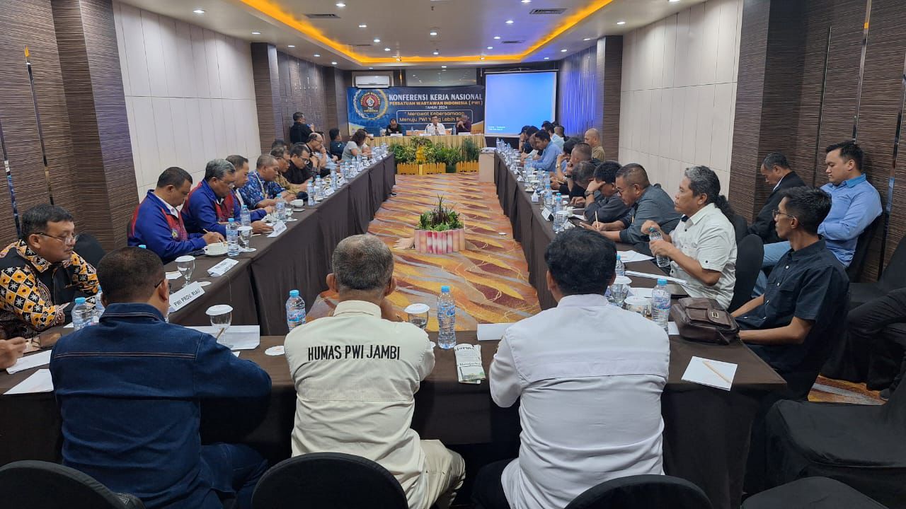 Suasana Konkernas PWI 2024 yang diikuti 30 Pengurus PWI Provinsi se-Indonesia di Hotel Aria Barito, Banjarmasin, Rabu, 21 Agustus 2024. (Foto: Dok PWI Aceh)