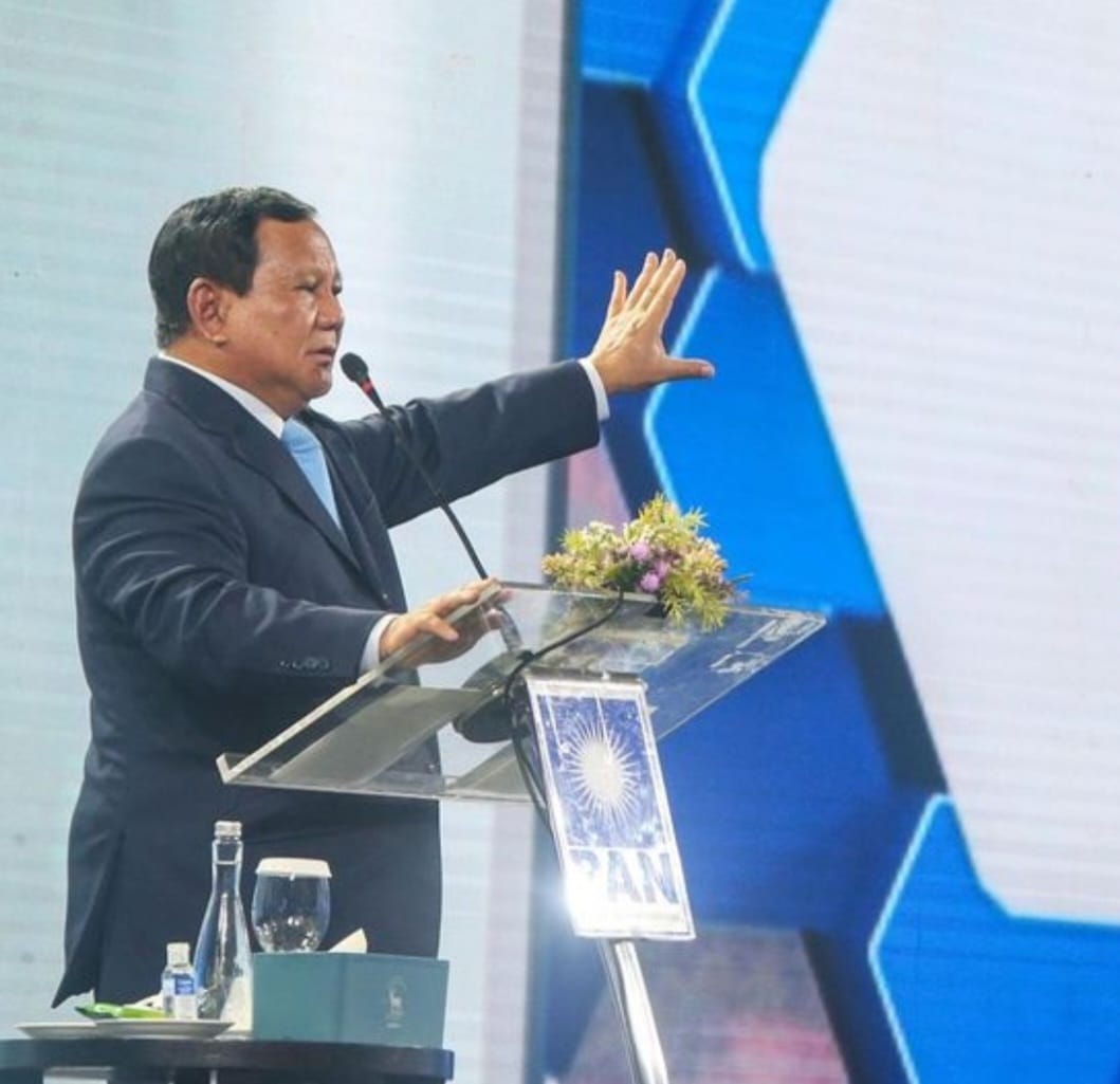 IMG-20240825-WA0061 | INFOACEH.net Presiden terpilih Prabowo Subianto berbicara dalam penutupan Kongres VI PAN, di Hotel Kempinski, Jakarta Pusat, Sabtu (24/8) malam. Foto: Istimewa