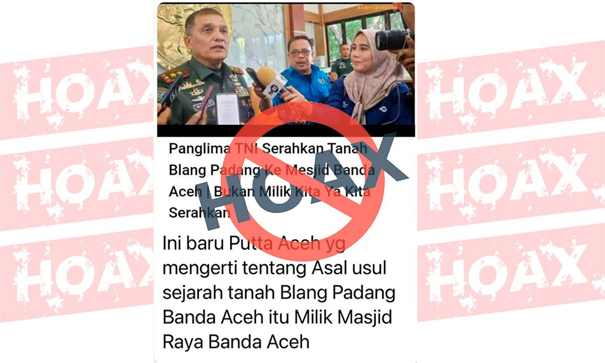 Foto wawancara wartawan dengan Pangdam IM di Balee Sanggamara Makodam IM, Senin 12 Agustus 2024 dan keterangan (narasi) yang dipelintir oleh pelaku. (Foto: sumber medsos)