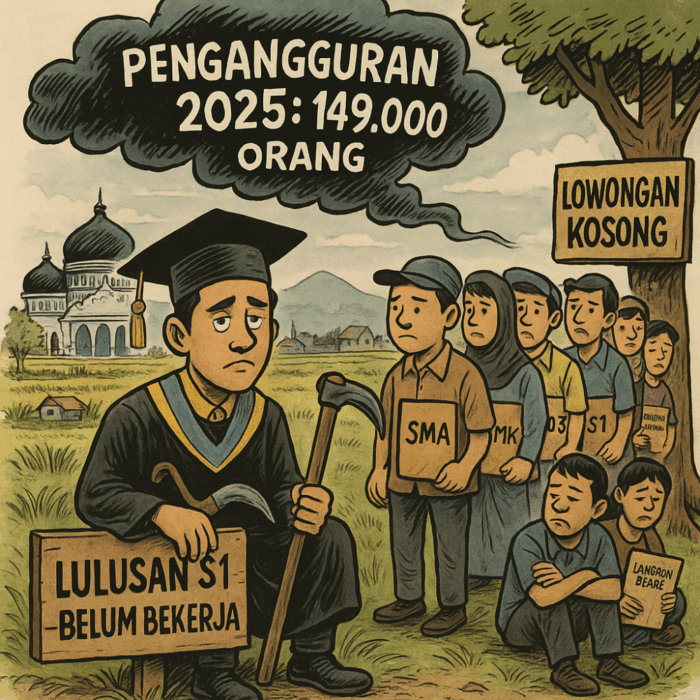 Badan Pusat Statistik (BPS) Aceh mencatat jumlah angka tingkat pengangguran terbuka di Aceh sebanyak 149 ribu orang atau 5,50 persen periode Februari 2025.(Foto/Ilustrasi)