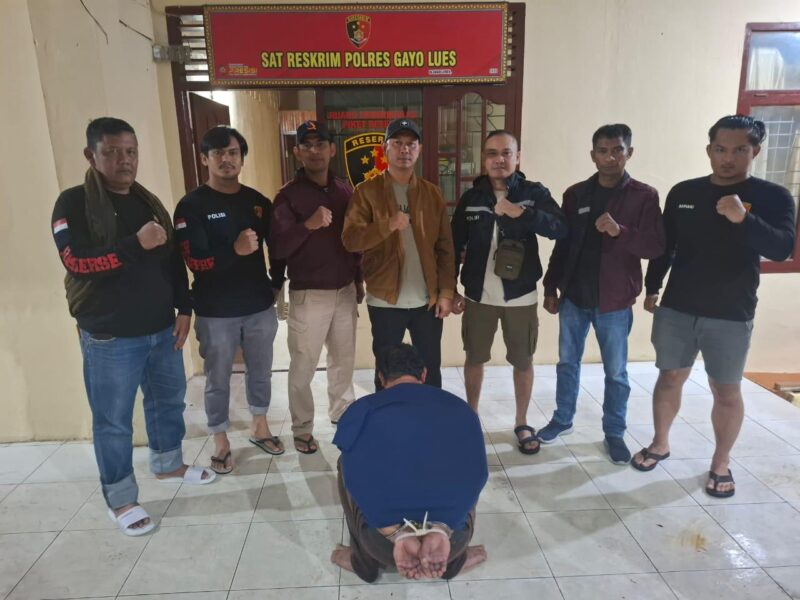 Polres Gayo Lues menangkap H (43), warga Desa Persiapan Sentang, Blangkejeren, Gayo Lues, ayah kandung pelaku pemerkosaan terhadap anaknya. (Foto: Dok. Humas Polres Gayo Lues)