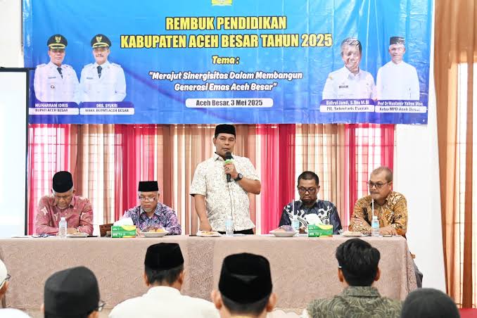 Pelaksanaan Rembuk Pendidikan Kabupaten Aceh Besar Tahun 2025 di Gedung Dekranasda, Gampong Gani, Kecamatan Ingin Jaya, Aceh Besar, Sabtu (3/5)