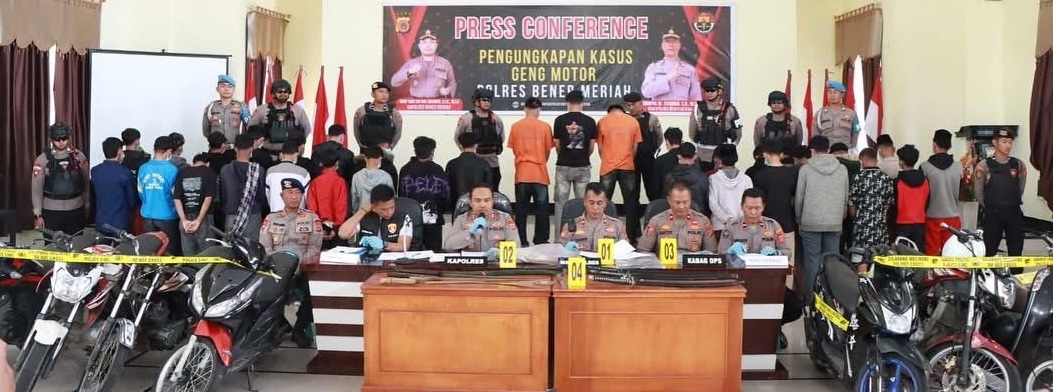 Polres Bener Meriah melakukan penindakan terhadap aktivitas geng motor bersenjata tajam yang melibatkan puluhan remaja di bawah umur