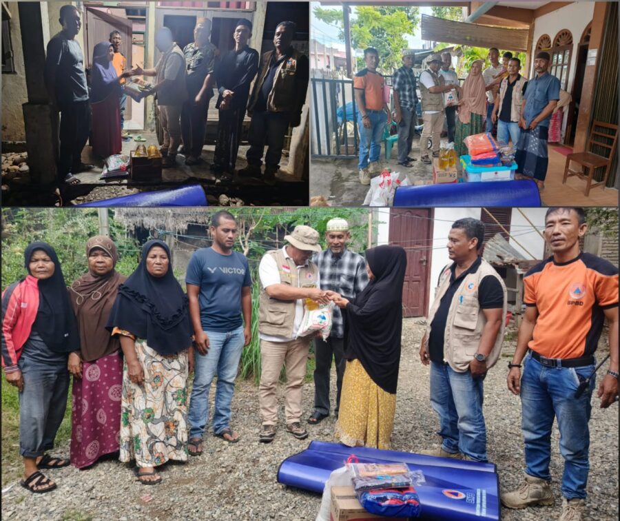 Pemkab Aceh Selatan melalui BPBD menyerahkan bantuan masa panik kepada tiga keluarga korban gempa bumi di Aceh Selatan