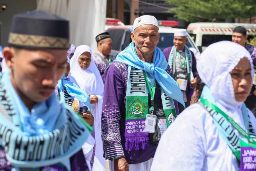 Sebanyak 1.571 jamaah haji Aceh yang tergabung dalam empat kloter telah tiba di Tanah Suci Arab Saudi, Rabu (21/5). (Foto: For Infoaceh.net)