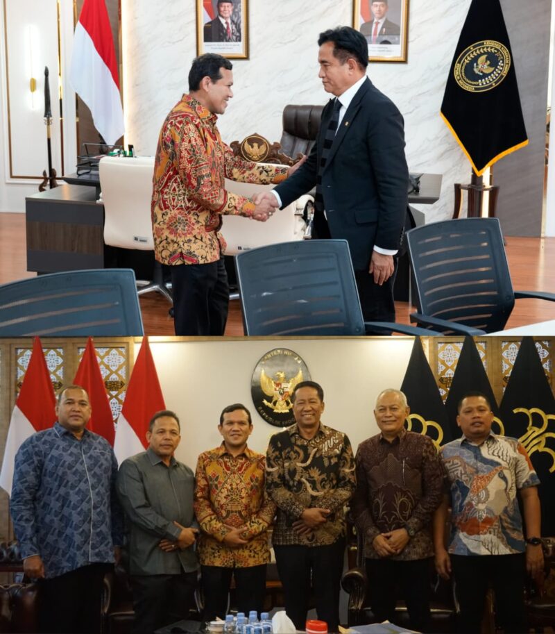 Wagub Aceh Fadhlullah bertemu Menko Kumham Imipas Yusril Ihza Mahendra dan Menteri Hukum Supratman Andi Agtas di Jakarta, Rabu (28/5). (Foto: For Infoaceh.net)