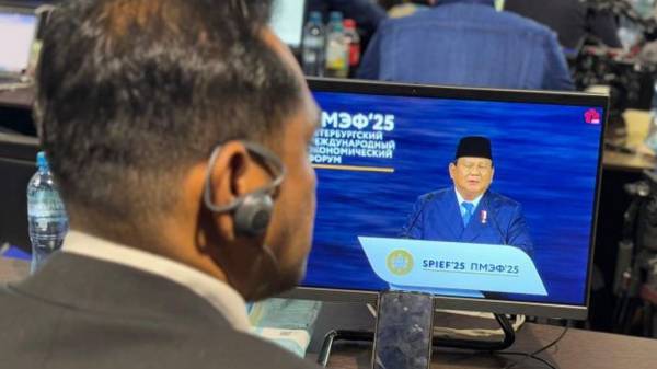Pidato di Rusia, Prabowo Klaim Pertumbuhan Ekonomi RI Dekati 7%