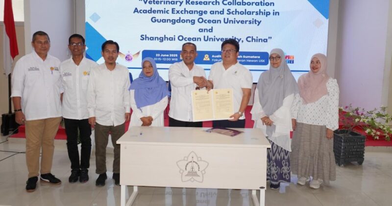 KH USK terima kunjungan delegasi Tiongkok, dan pelaksanaan kuliah umum di Auditorium FKH USK, Senin (23/06/2025). (Foto : Humas USK)