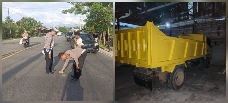 Polisi berhasil menangkap sopir truk pelaku tabrak lari maut yang menewaskan satu orang dan melukai satu lainnya di Jalan Lintas Medan–Banda Aceh, tepatnya di Desa Pulo, Kecamatan Peudada, Bireuen. Peristiwa itu terjadi Rabu, 11 Juni 2025. (Foto: Dok. Satlantas Polres Bireuen)
