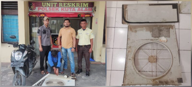 Pelaku diamankan bersama barang bukti di Mapolsek Kuta Alam, Banda Aceh, Selasa, 17 Juni 2025. (Foto: Dok. Polsek Kuta Alam)