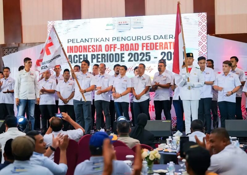 Ahmad Haeqal Asri resmi dilantik sebagai Ketua IOF Pengurus Cabang Aceh masa bakti 2025–2029 pada Jum'at, 20 Juni 2025, di Hotel Hermes Palace Banda Aceh. (Foto: Ist)