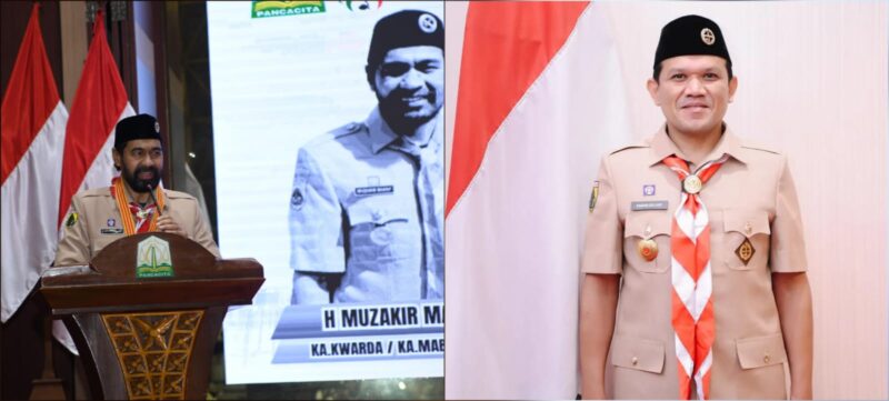 Gubernur Aceh Muzakir Manaf atau Mualem dan Wakil Gubernur Fadhlullah atau Dek Fad yang terpilih jadi Ketua Kwarda Pramuka Aceh periode 2025-2030 di Musda ke-10. (Foto: Ist)
