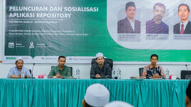 Unisai Samalanga, Bireuen meluncurkan aplikasi repository digital sebagai langkah strategis mendukung keterbukaan akses ilmiah dan transformasi digital kampus di aula Unisai, Sabtu (28/6). (Foto: Ist)