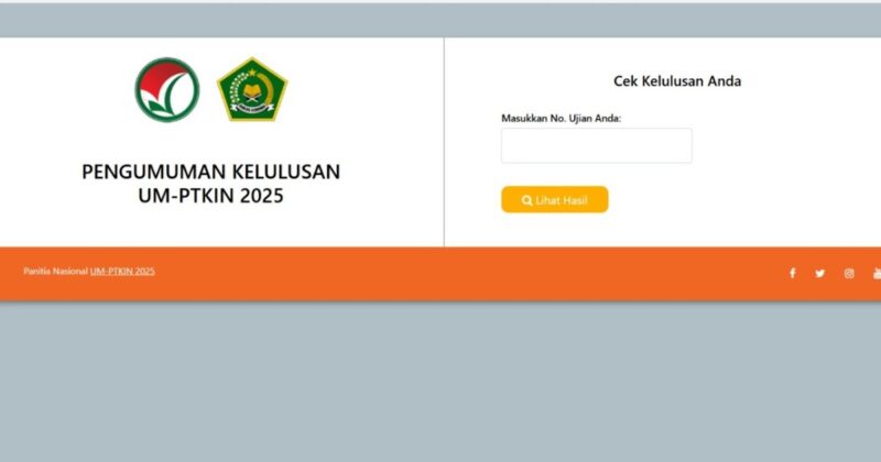 Tangkapan layar laman pengumuman UM PTKIN 2025