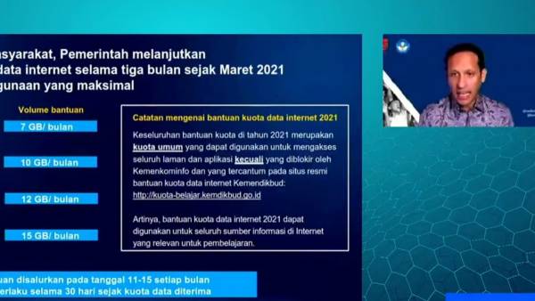 Badan Pemeriksa Keuangan (BPK) menemukan pemborosan Rp1,5 triliun dalam program bantuan kuota internet Kemendikbudristek untuk pembelajaran jarak jauh selama pandemi COVID-19. Kini KPK tengah menyelidiki dugaan korupsi dalam proyek ini. (Foto: Dok. Kemendikbudristek)