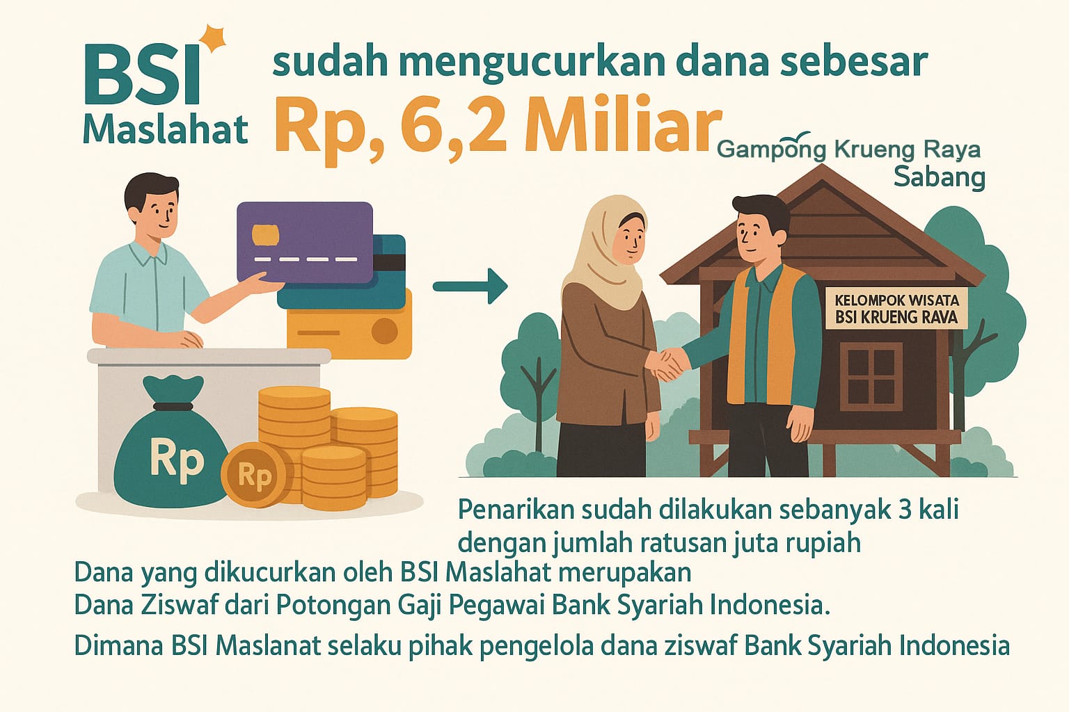 Kelompok Wisata BSI Gampong Krueng Raya, Kecamatan Sukakarya, Sabang sudah melakukan penarikan mendekati Rp1 miliar dari total dana ZISWAF yang dikucurkan Rp6,2 miliar. (Foto: Ilustrasi)