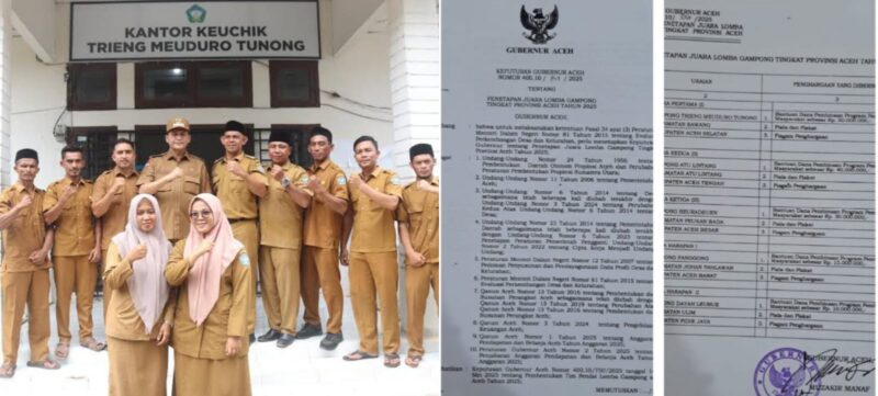 Desa Trieng Meuduro Tunong, Kecamatan Sawang, Kabupaten Aceh Selatan dinobatkan sebagai Juara I Lomba Gampong Tingkat Provinsi Aceh tahun 2025. (Foto: Ist)